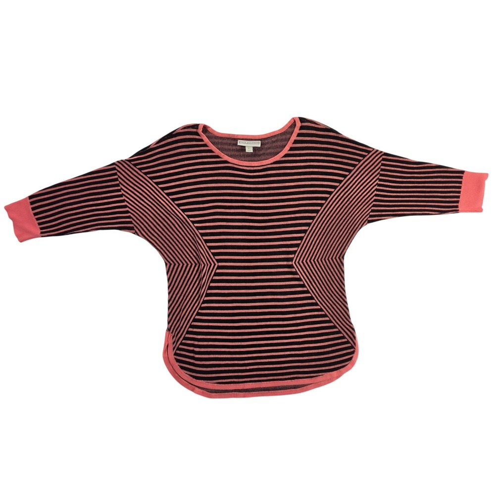 Dana Buchman Pink Black Striped Dolman Sleeve Knit Sweater Top Womens Large